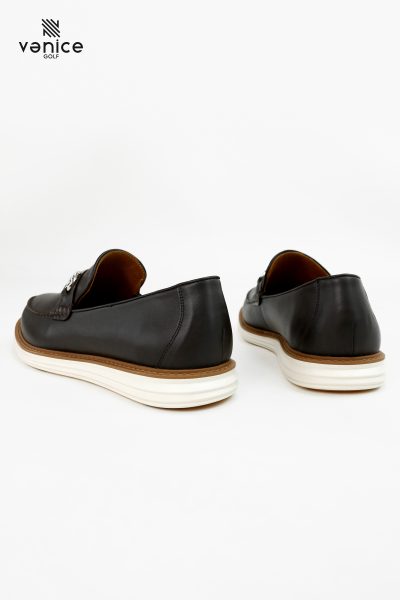 giày golf nam màu nâu đen Vanappa GDVNG06, thiết kế bit loafer da Nappa cao cấp, đế thể thao trắng, phong cách lịch lãm