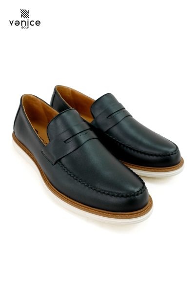 giày tây cao cấp Vanappa GDVNG07 màu nâu đen, thiết kế loafer da Nappa không dây, đế thể thao nhẹ êm dành cho nam golf thủ