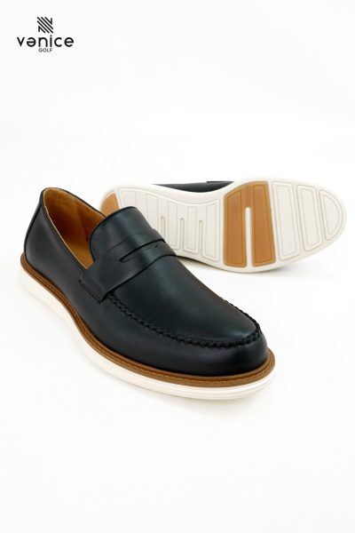 giày tây cao cấp Vanappa GDVNG07 màu nâu đen, thiết kế loafer da Nappa không dây, đế thể thao nhẹ êm dành cho nam golf thủ