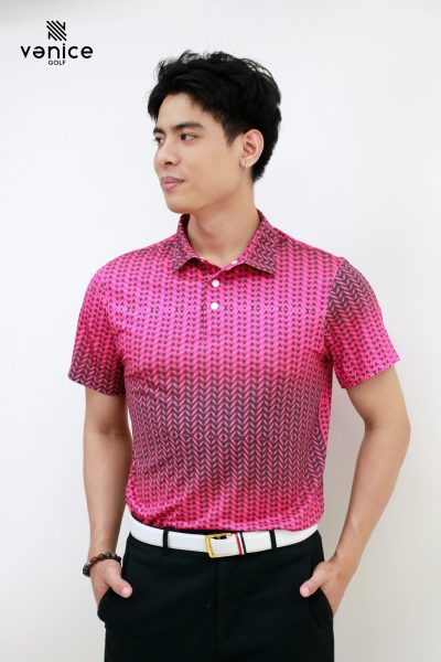 Áo Golf Nam Vanice Cool-Air Pink Flux | Họa Tiết In Kỹ Thuật Số | AVN4218