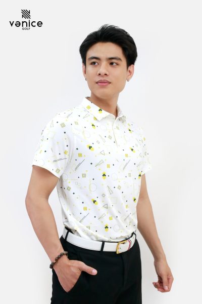 Áo Golf Nam Vanice Cool-Air Golden Matrix | Họa Tiết In Kỹ Thuật Số | AVN4018