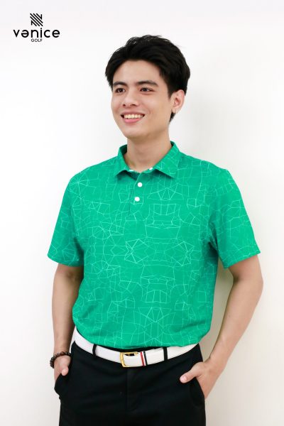 Áo Golf Nam Vanice Cool-Air Green Nexus | Họa Tiết In Kỹ Thuật Số | AVN3818